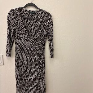 Lauren Ralph Lauren Black & Print Faux-Wrap Dress Size 4 | Excellent Condition